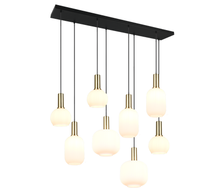 Diva pendant 8-pc E27 matt brass/white — 319800808