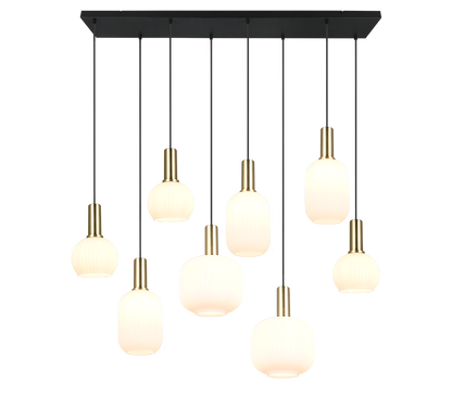 Diva pendant 8-pc E27 matt brass/white — 319800808