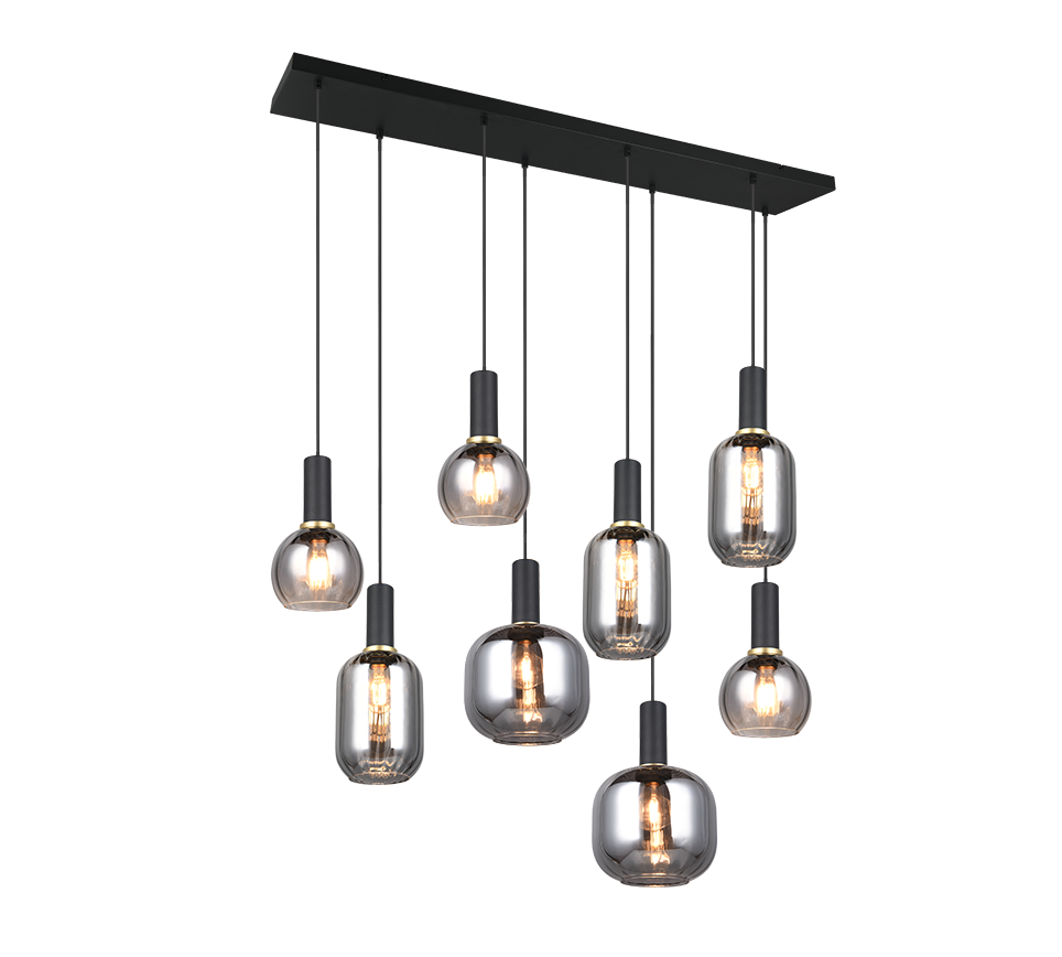 Diva pendant 8-pc E27 matt black/chrome plated — 319800832