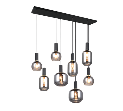 Diva pendant 8-pc E27 matt black/chrome plated — 319800832