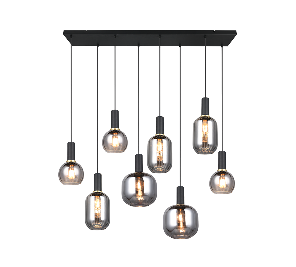 Diva pendant 8-pc E27 matt black/chrome plated — 319800832