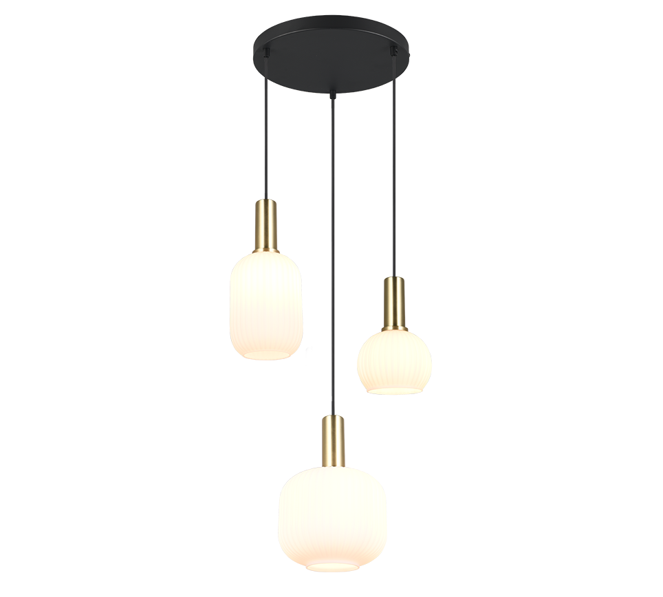 Diva pendant 3-pc E27 matt brass/white — 319830308