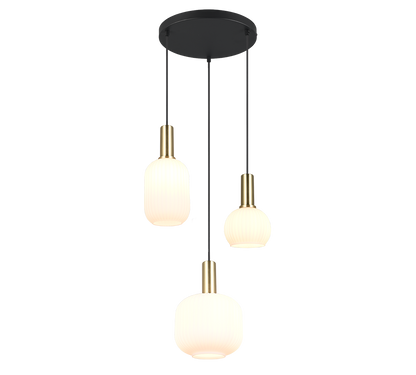 Diva pendant 3-pc E27 matt brass/white — 319830308