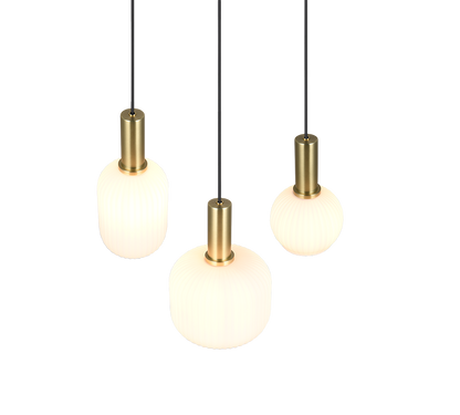 Diva pendant 3-pc E27 matt brass/white — 319830308