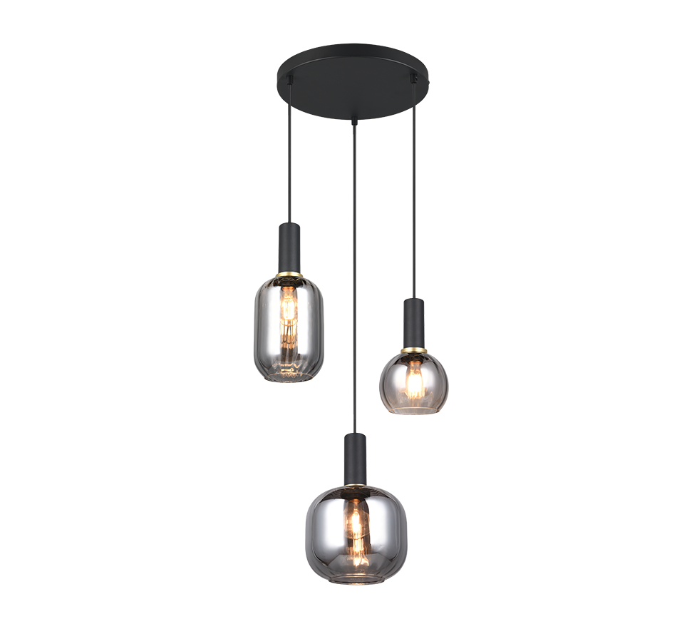 Diva pendant 3-pc E27 matt black/chrome plated — 319830332