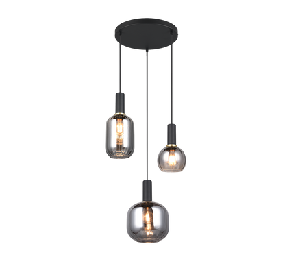 Diva pendant 3-pc E27 matt black/chrome plated — 319830332
