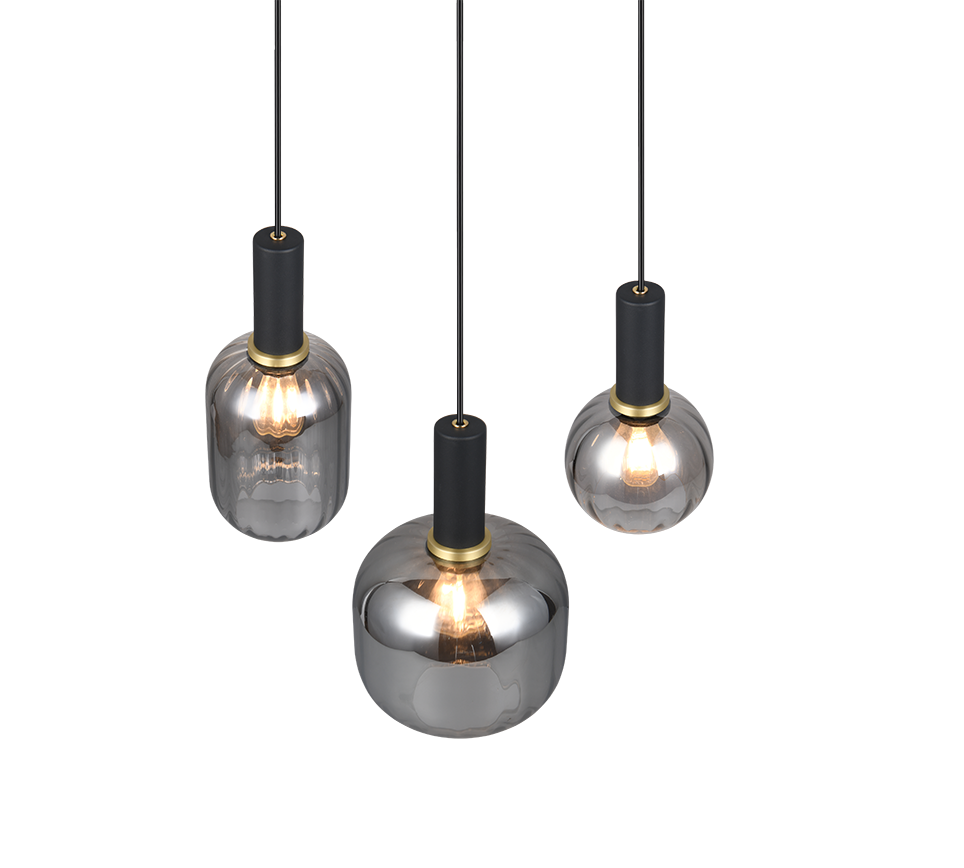 Diva pendant 3-pc E27 matt black/chrome plated — 319830332