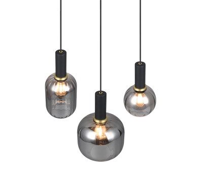 Diva pendant 3-pc E27 matt black/chrome plated — 319830332