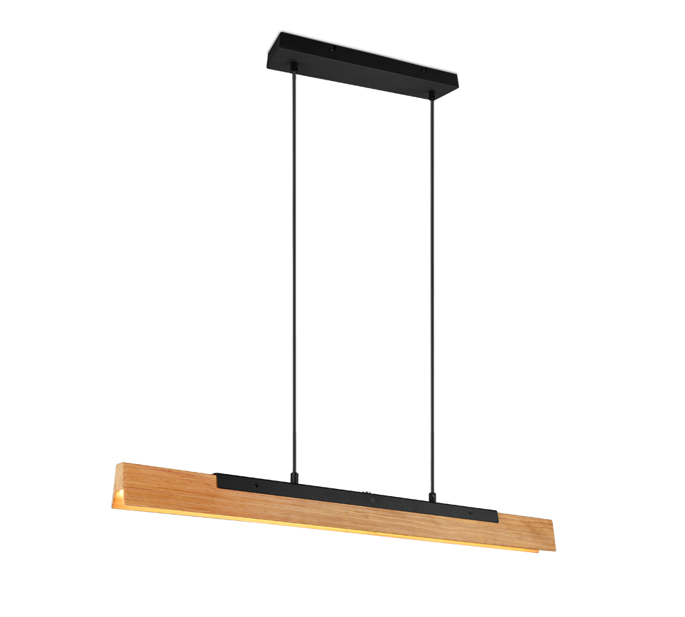 Kerala LED pendant matt black/wood — 341610132