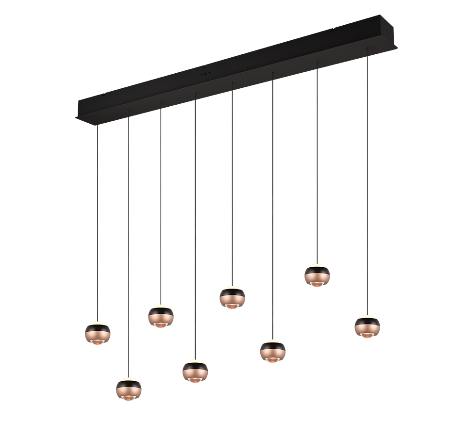 Orbit LED pendant 150 cm 8-pc matt black — 344410832