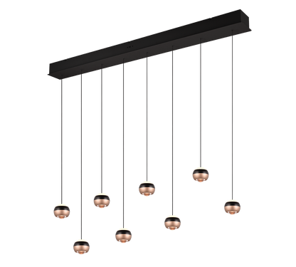 Orbit LED pendant 150 cm 8-pc matt black — 344410832