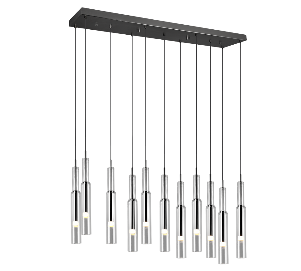 Lucent LED pendant 115 cm 11-pc black/chrome — 344511120