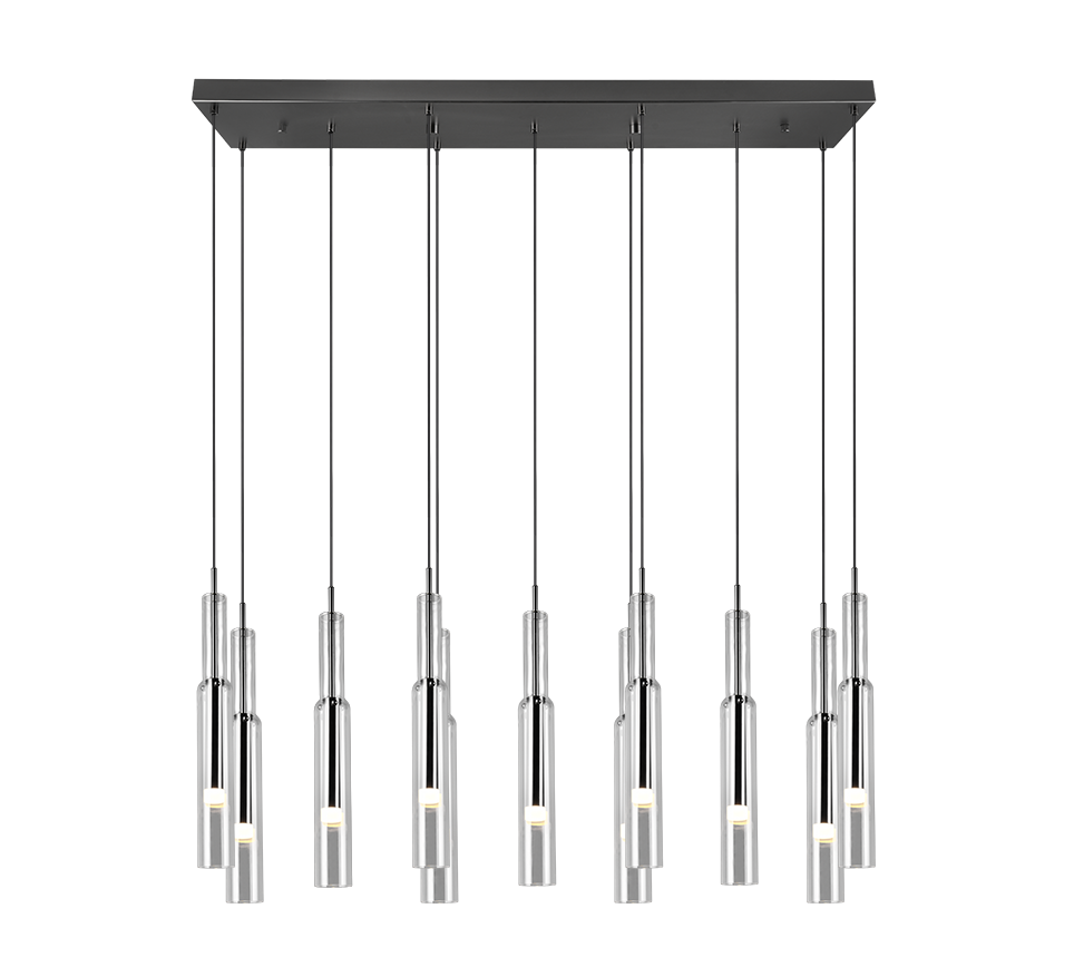 Lucent LED pendant 115 cm 11-pc black/chrome — 344511120