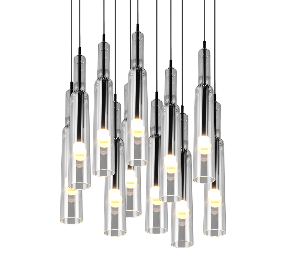 Lucent LED pendant 50 cm 11-pc black/chrome — 344531120