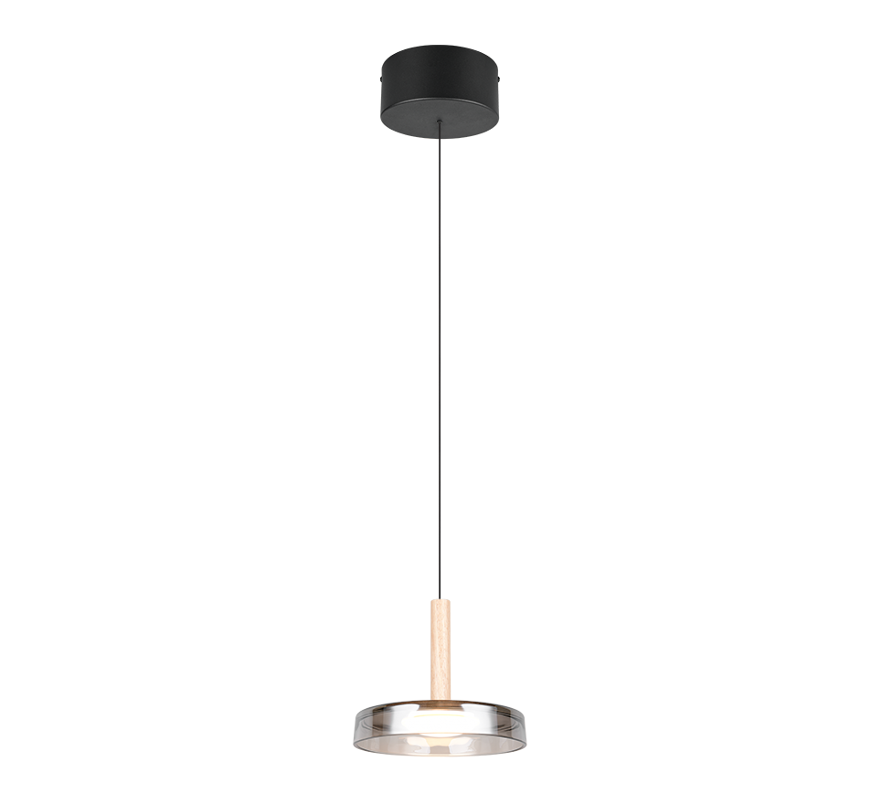 Celeste LED pendant 1-pc matt black/chrome plated/wood — 354910132