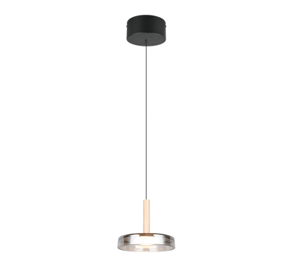 Celeste LED pendant 1-pc matt black/chrome plated/wood — 354910132
