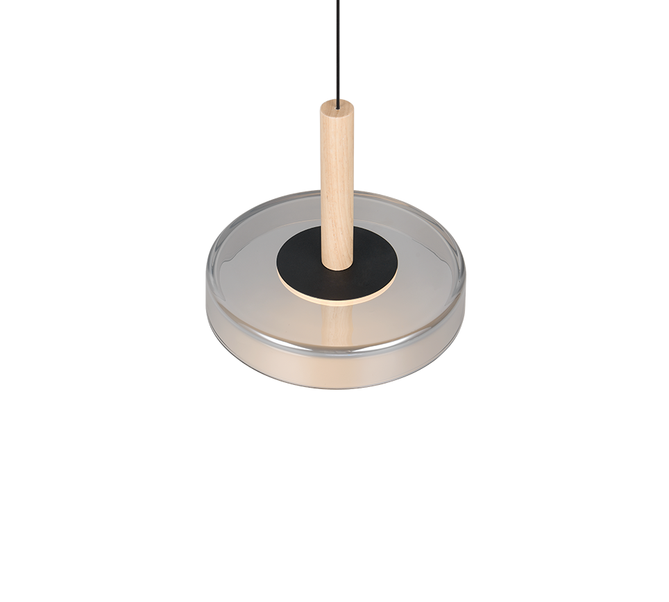 Celeste LED pendant 1-pc matt black/chrome plated/wood — 354910132