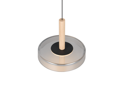 Celeste LED pendant 1-pc matt black/chrome plated/wood — 354910132