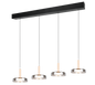 Celeste LED pendant 4-pc matt black/chrome plated/wood — 354910432