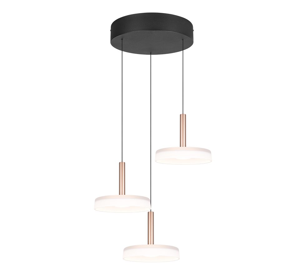 Celeste LED pendant 3-pc matt black/white/coffee brown — 354930365