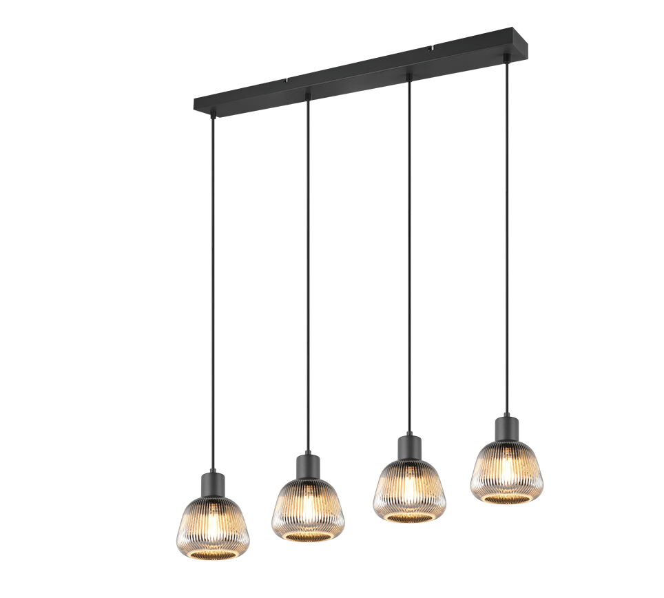 Tarifa pendant 4-pc E27 matt black/chrome plated — 362800432