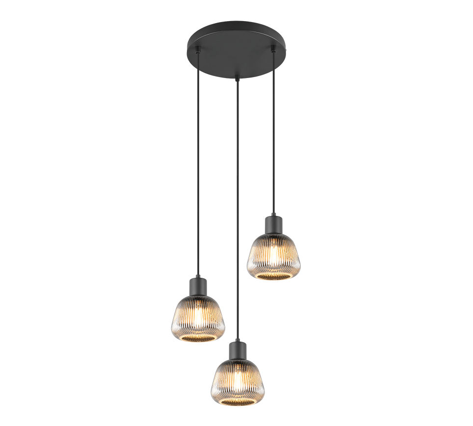 Tarifa pendant 3-pc E27 matt black/chrome plated — 362830332