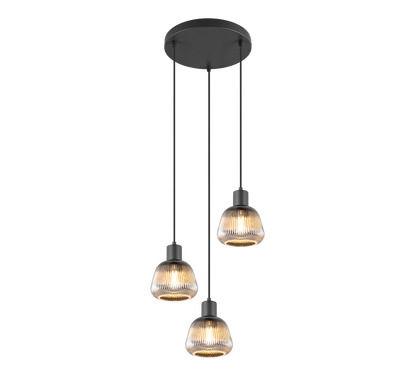 Tarifa pendant 3-pc E27 matt black/chrome plated — 362830332