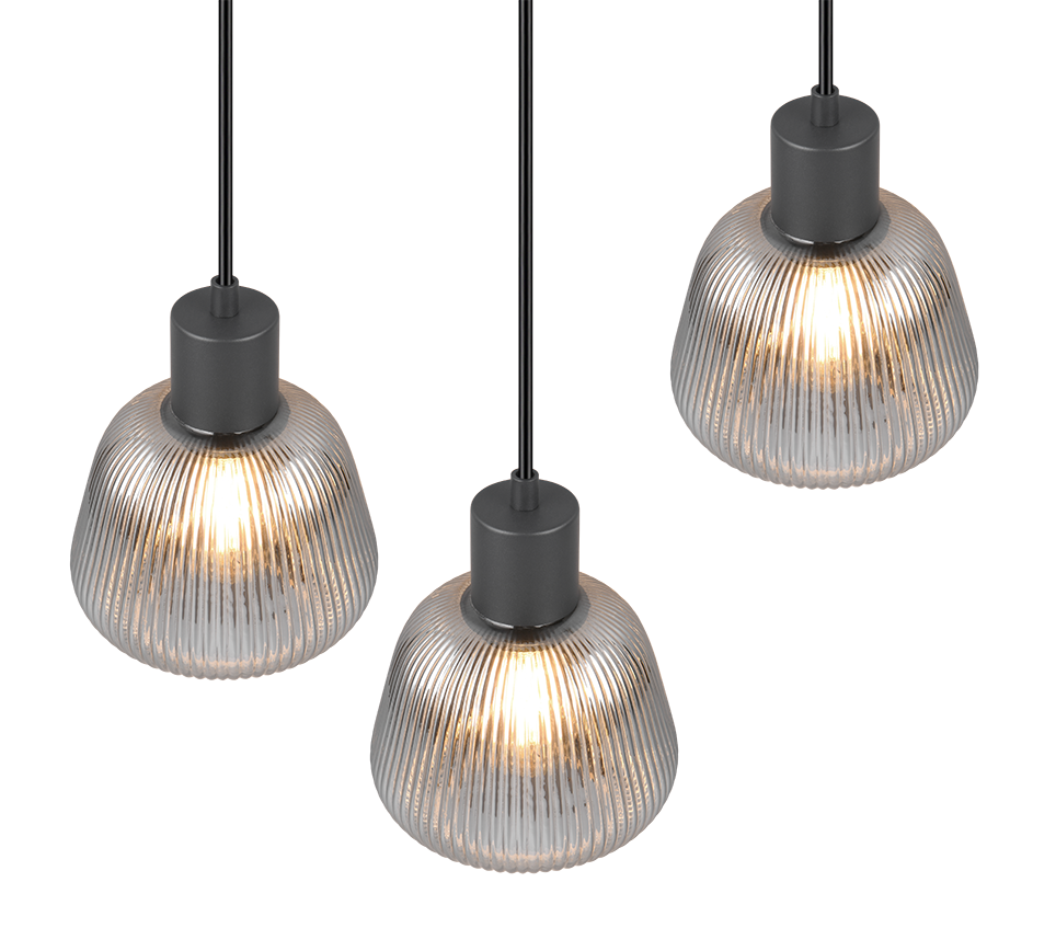 Tarifa pendant 3-pc E27 matt black/chrome plated — 362830332