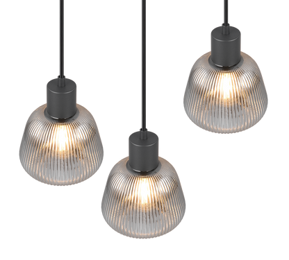 Tarifa pendant 3-pc E27 matt black/chrome plated — 362830332