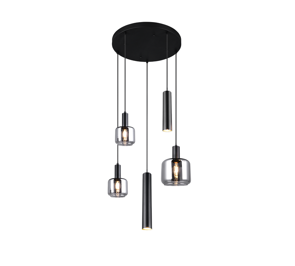 Mataro pendant 5-pc matt black/chrome plated — 364130532