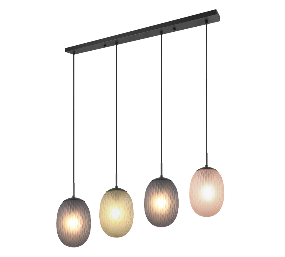 Facette pendant 4-pc E27 matt black/multicolor — 364200417
