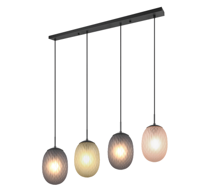 Facette pendant 4-pc E27 matt black/multicolor — 364200417