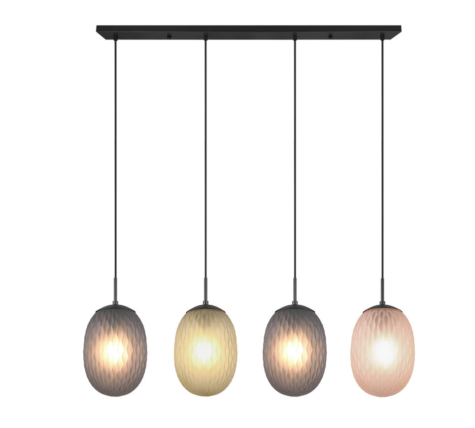 Facette pendant 4-pc E27 matt black/multicolor — 364200417