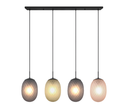 Facette pendant 4-pc E27 matt black/multicolor — 364200417