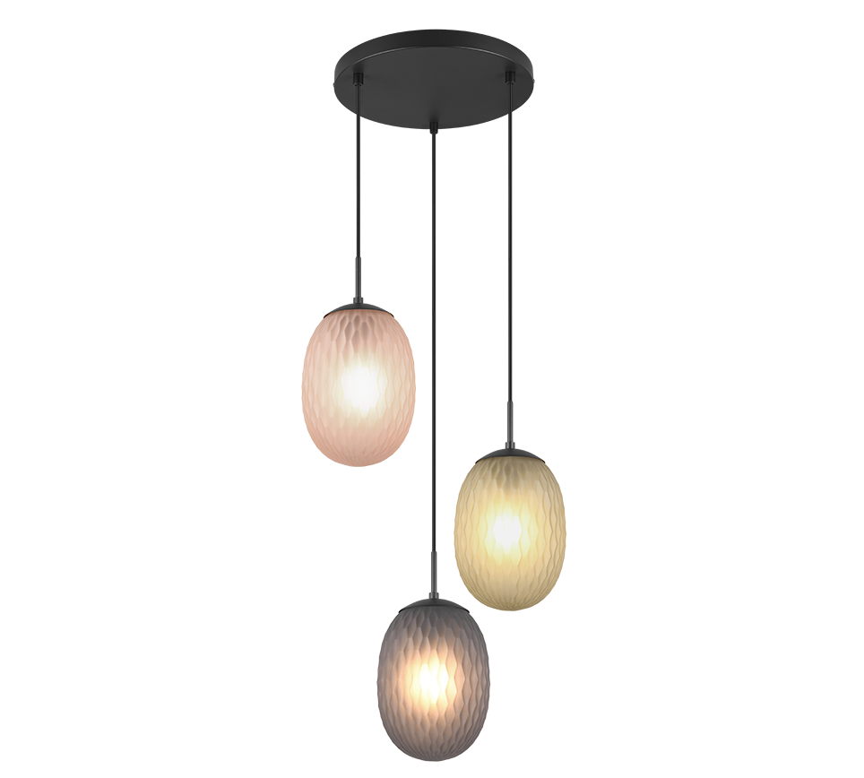 Facette pendant 3-pc E27 matt black/multicolor — 364230317