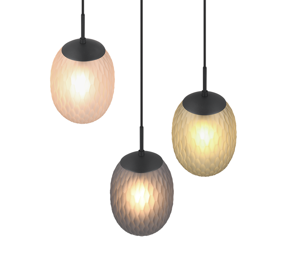 Facette pendant 3-pc E27 matt black/multicolor — 364230317