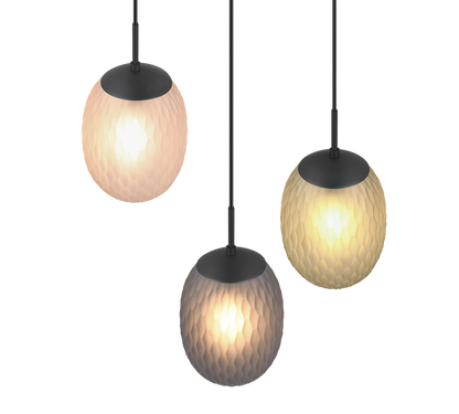 Facette pendant 3-pc E27 matt black/multicolor — 364230317