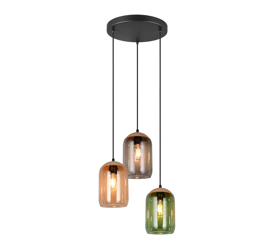Cork pendant 3-pc E27 multicolor — 364630317