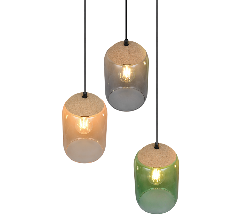 Cork pendant 3-pc E27 multicolor — 364630317