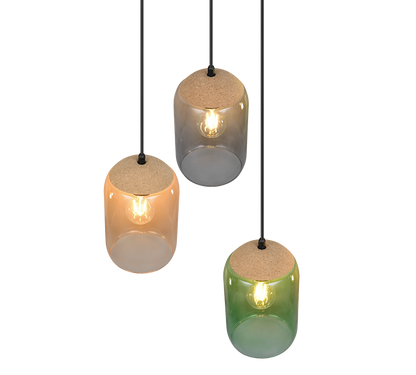Cork pendant 3-pc E27 multicolor — 364630317