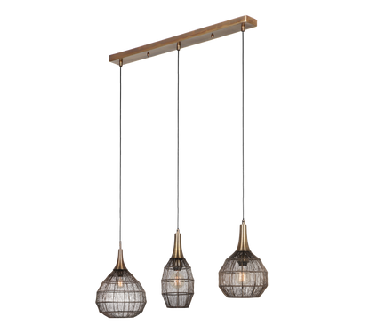 Soraya pendant 3-os E27 matt black/antique brass — 365400304