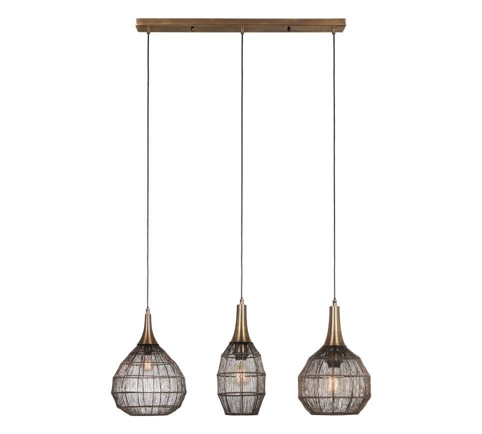 Soraya pendant 3-os E27 matt black/antique brass — 365400304