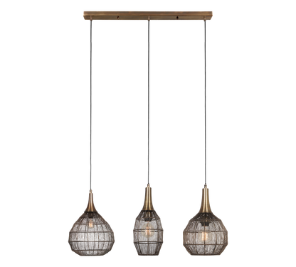 Soraya pendant 3-os E27 matt black/antique brass — 365400304