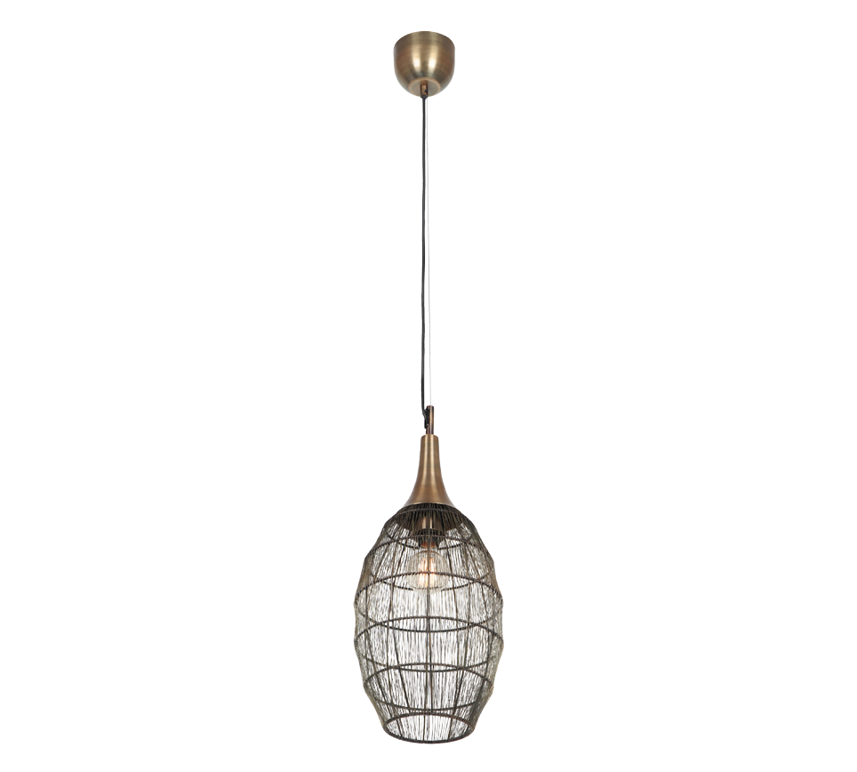 Soraya pendant 26 x 48 cm E27 matt black/antique brass — 365420104