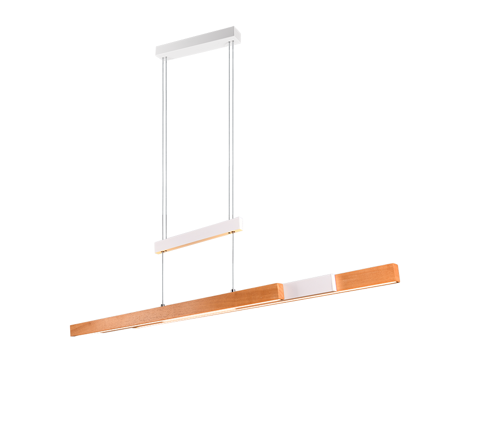 Trajan LED pendant matt white/wood — 375390531