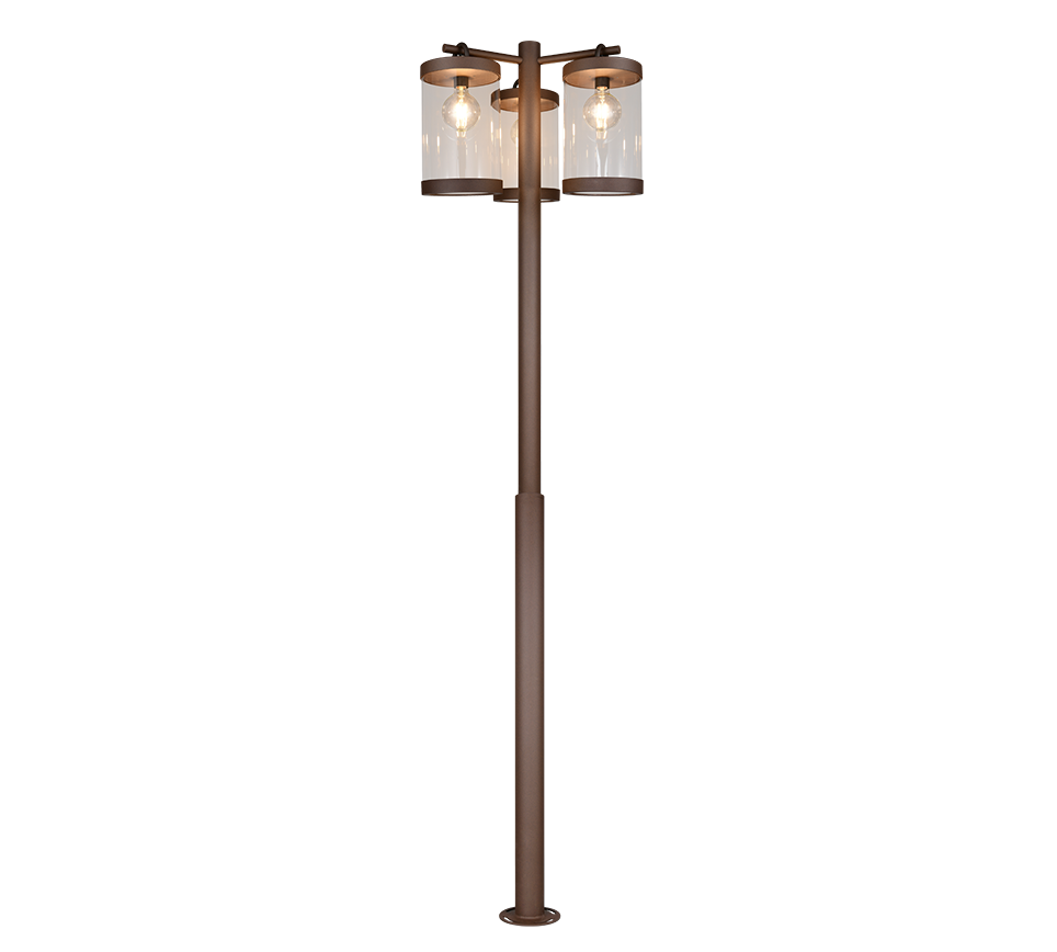 Sambesi pole lamp 240 cm 3xE27 rustic dusk sensor — 404160324