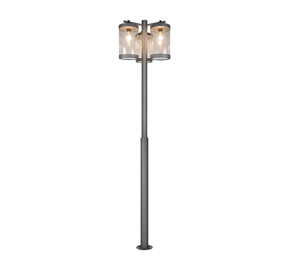 Sambesi pole lamp 240 cm 3xE27 anthracite dusk sensor — 404160342