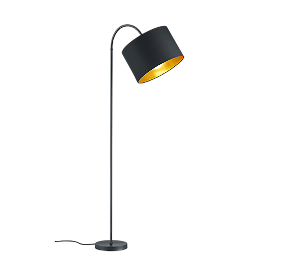 Hostel floor lamp curve E27 matt black/gold — 408290179