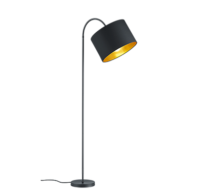 Hostel floor lamp curve E27 matt black/gold — 408290179