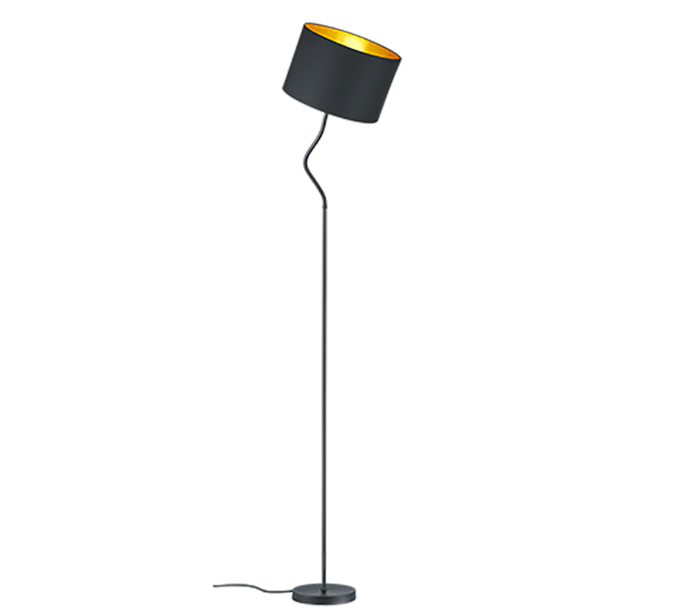 Hostel floor lamp curve E27 matt black/gold — 408290179